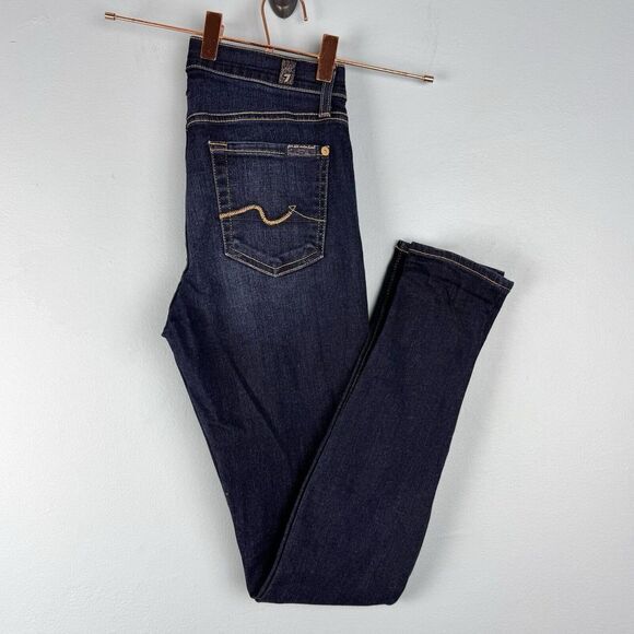 7 For All Mankind Womens 26 Dark Wash High Waist Guenevere Blue Denim Jeans‎ - Picture 1 of 5